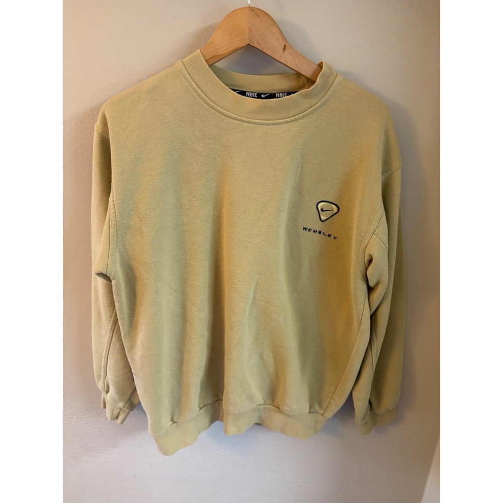 Vintage Nike Wembley Sweatshirt Mens Large Yellow Made in Italy Crewneck Swoosh